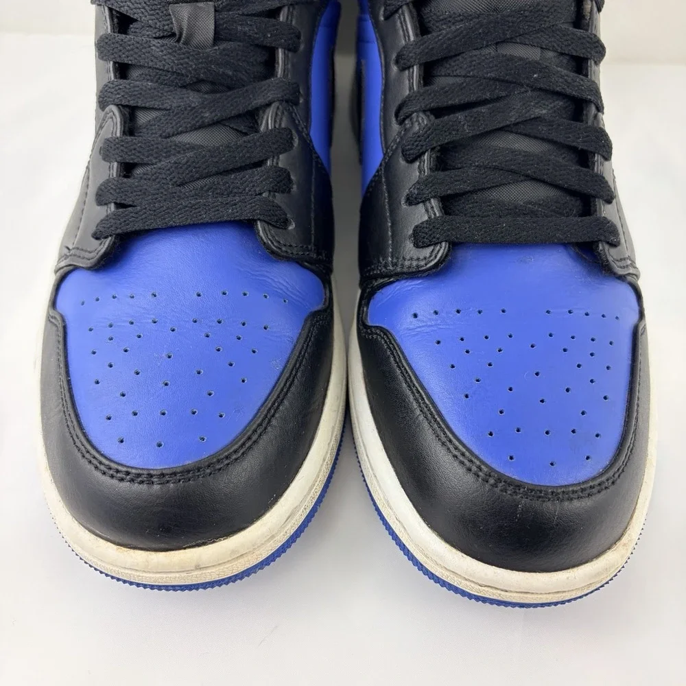 Air Jordan 1 Mid Black Royal Blue DQ8426-042 Men's Size 10 Leather Sneakers